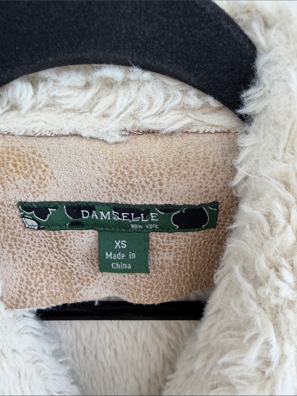 Damselle faux suede faux fur lined long line patch pocket vest sz XS - Picture 5 of 6